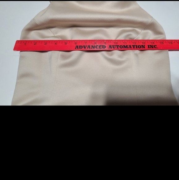 Vintage Alex E-v-e-n-i-n-g-s  Tea Length Dress Size 8 Taupe Sheer Back-Like New - Picture 3 of 7